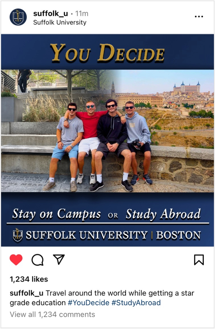 Suffolk University campaign execution 2 Instagram mockup